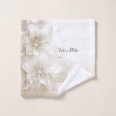 Ensemble de serviettes Fleurs Blanc Ivoire (Gant de toilette)