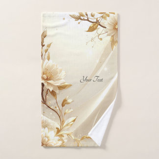 Ensemble de serviettes Fleurs Blanches et Dorées
