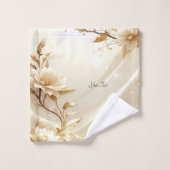 Ensemble de serviettes Fleurs Blanches et Dorées (Gant de toilette)