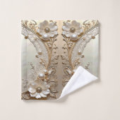 Ensemble de serviettes fleurs blanches perles mode (Gant de toilette)