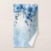 Ensemble de serviettes Fleurs bleues et perles (Serviette à main)