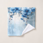 Ensemble de serviettes Fleurs bleues et perles (Gant de toilette)