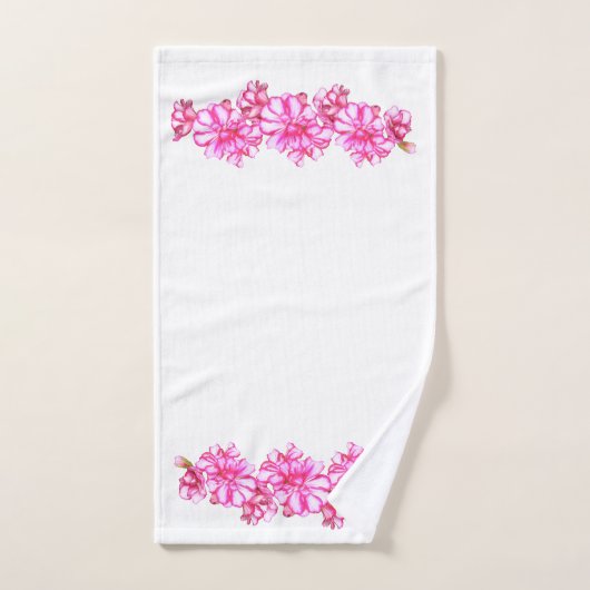Ensemble de serviettes - fleurs de géranium rose (Serviette à main)