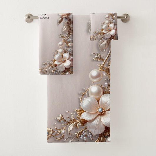Ensemble de serviettes Fleurs Rose tendre et Blanc (En situation)