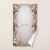 Ensemble de serviettes Fleurs Rose tendre et Blanc (Serviette à main)