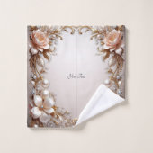 Ensemble de serviettes Fleurs Rose tendre et Blanc (Gant de toilette)