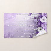 Ensemble de serviettes Fleurs violettes avec perle (Serviette à main)