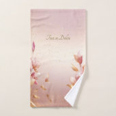 Ensemble de serviettes Floral Feuille Rose (Serviette à main)