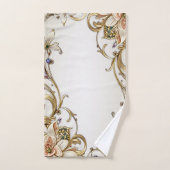 Ensemble de serviettes Floral Or Blanc (Serviette à main)