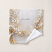 Ensemble de serviettes Floral Or Blanc (Gant de toilette)