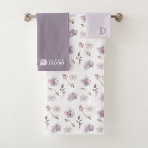Ensemble de serviettes florales aquarelles avec mo