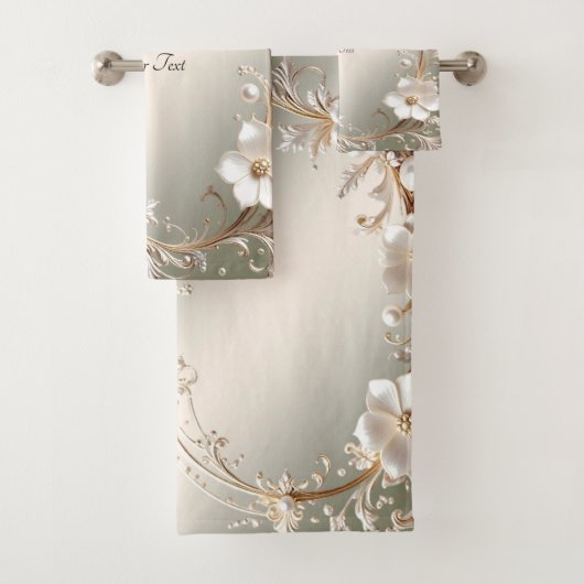 Ensemble de serviettes florales blanches ornées (En situation)