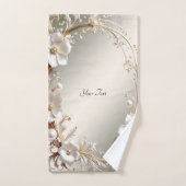 Ensemble de serviettes florales blanches ornées (Serviette à main)