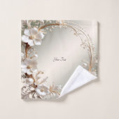 Ensemble de serviettes florales blanches ornées (Gant de toilette)