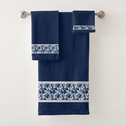Ensemble de serviettes florales bleues chic (En situation)