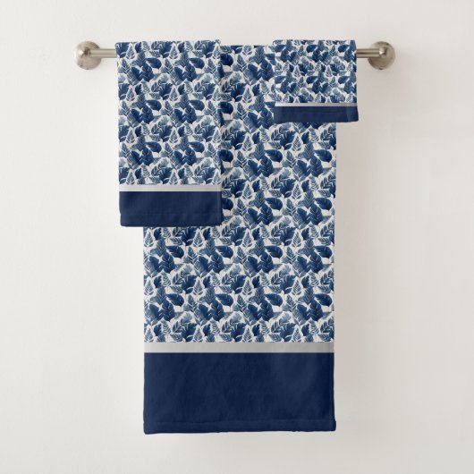 Ensemble de serviettes florales bleues chic (En situation)