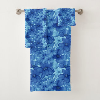 Ensemble de serviettes florales d'aquarelle bleu v