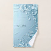 Ensemble de serviettes florales décoratives bleues (Serviette à main)