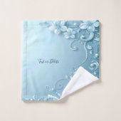 Ensemble de serviettes florales décoratives bleues (Gant de toilette)