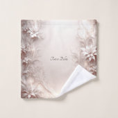 Ensemble de serviettes florales en ivoire blanc (Gant de toilette)