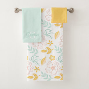 Ensemble de serviettes florales monogrammées