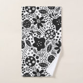 Ensemble de serviettes florales noires et blanches (Serviette à main)