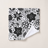 Ensemble de serviettes florales noires et blanches (Gant de toilette)