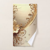 Ensemble de serviettes florales ornées dorées (Serviette à main)