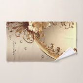 Ensemble de serviettes florales ornées dorées (Serviette à main)