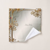 Ensemble de serviettes Florales Ornées Or (Gant de toilette)