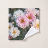 Ensemble de serviettes florales roses et blanches (Gant de toilette)