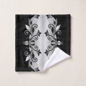 Ensemble de serviettes - Flouris Noir et Argent (Gant de toilette)