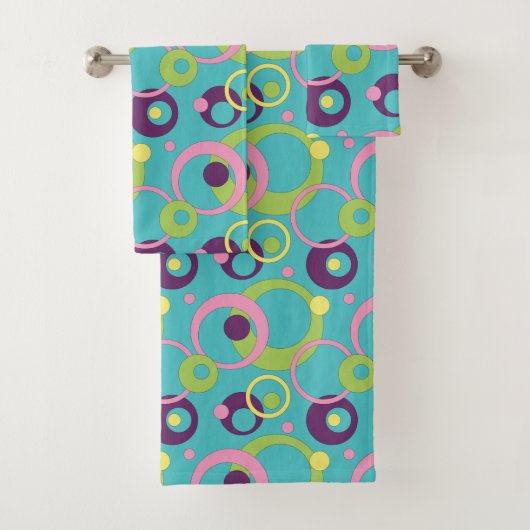Ensemble de serviettes Funky Blue Circles (En situation)