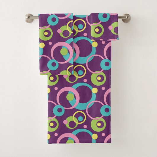 Ensemble de serviettes Funky Purple Circles (En situation)