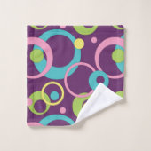 Ensemble de serviettes Funky Purple Circles (Gant de toilette)