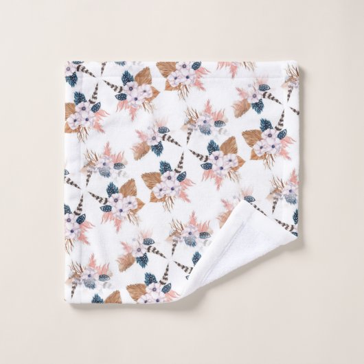 Ensemble de serviettes géométriques Boho en plumes (Gant de toilette)