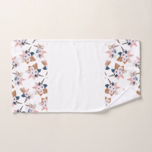 Ensemble de serviettes géométriques Boho en plumes (Serviette à main)