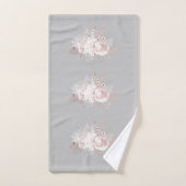 Ensemble de serviettes gris Monogramme Floral Rose (Serviette à main)