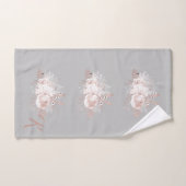 Ensemble de serviettes gris Monogramme Floral Rose (Serviette à main)