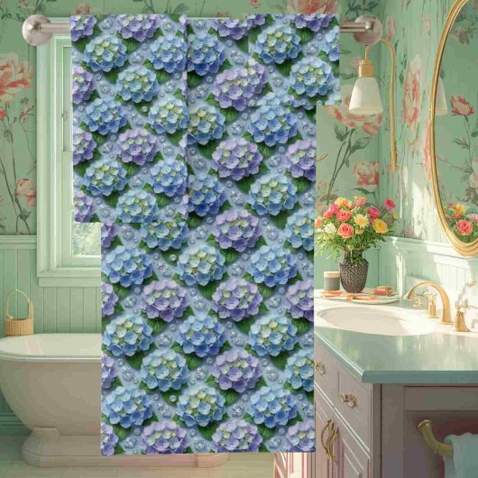 Ensemble de serviettes hydrangeas chic et diamants