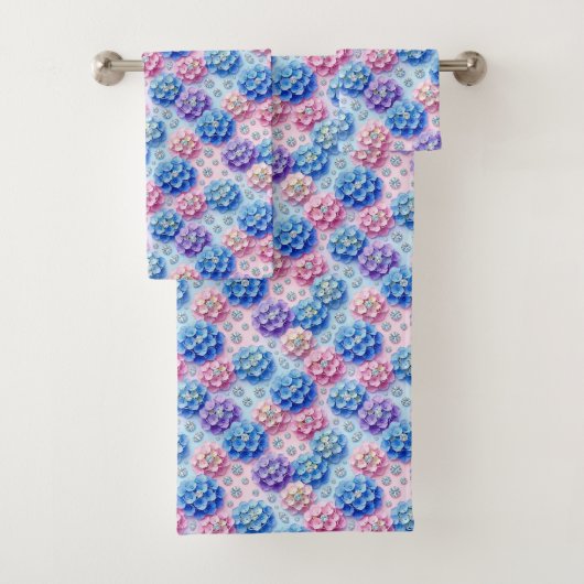 Ensemble de serviettes hydrangeas et diamants chic (En situation)