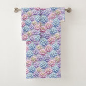 Ensemble de serviettes hydrangeas pastel et diaman (En situation)