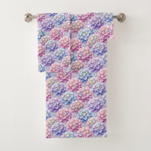 Ensemble de serviettes hydrangeas pastel et diaman (En situation)