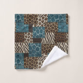 Ensemble de serviettes imprimées d'animaux africai (Gant de toilette)