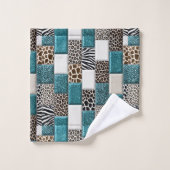 Ensemble de serviettes imprimées d'animaux africai (Gant de toilette)