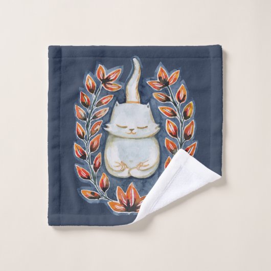 Ensemble de serviettes Indigo pour yoga Cat (Gant de toilette)