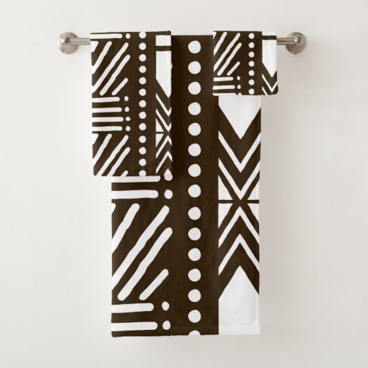 Ensemble de serviettes inspirées du style Bogolan  (En situation)