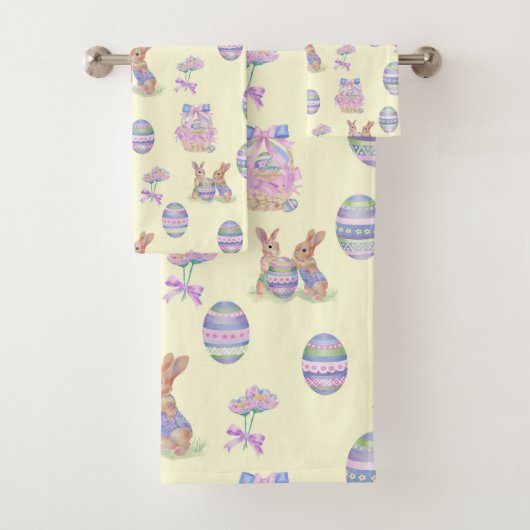 Ensemble de serviettes Lapins oeufs (En situation)