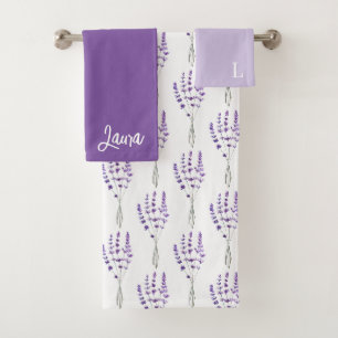 Ensemble de serviettes lavande personnalisées