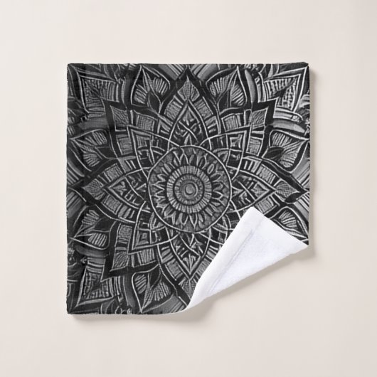 Ensemble de serviettes Mandala en argent (Gant de toilette)
